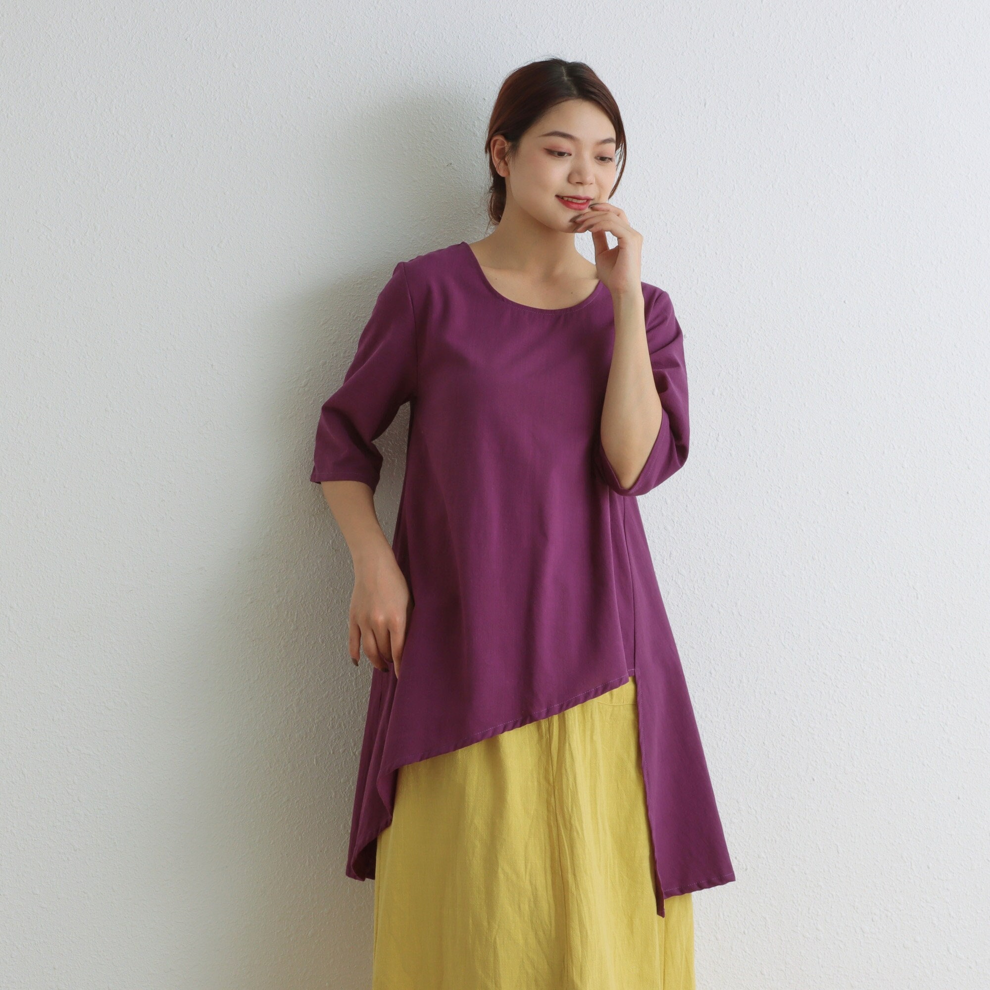 Summer Cotton Tops Half Sleeves Retro Blouse Casual Loose Kimono Customized Shirt Pullover Top Hand Made Plus Size Clothes Linen Blouse