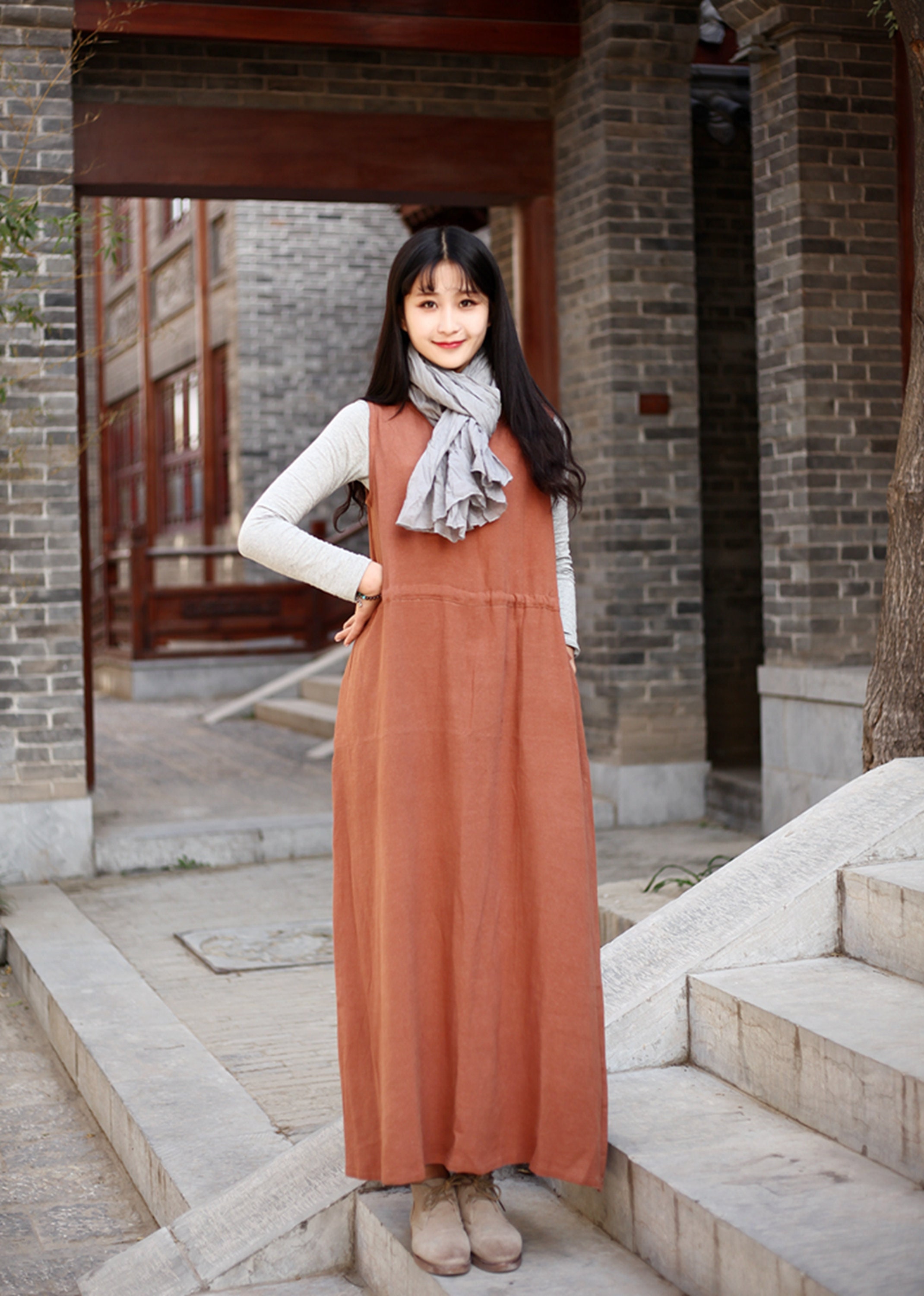 Summer Sleeveless Dress Soft Sundress Casual Loose Dress Tunics Cotton Robes Maxi  Dresses Customized Dress Plus Size Clothing Linen dress