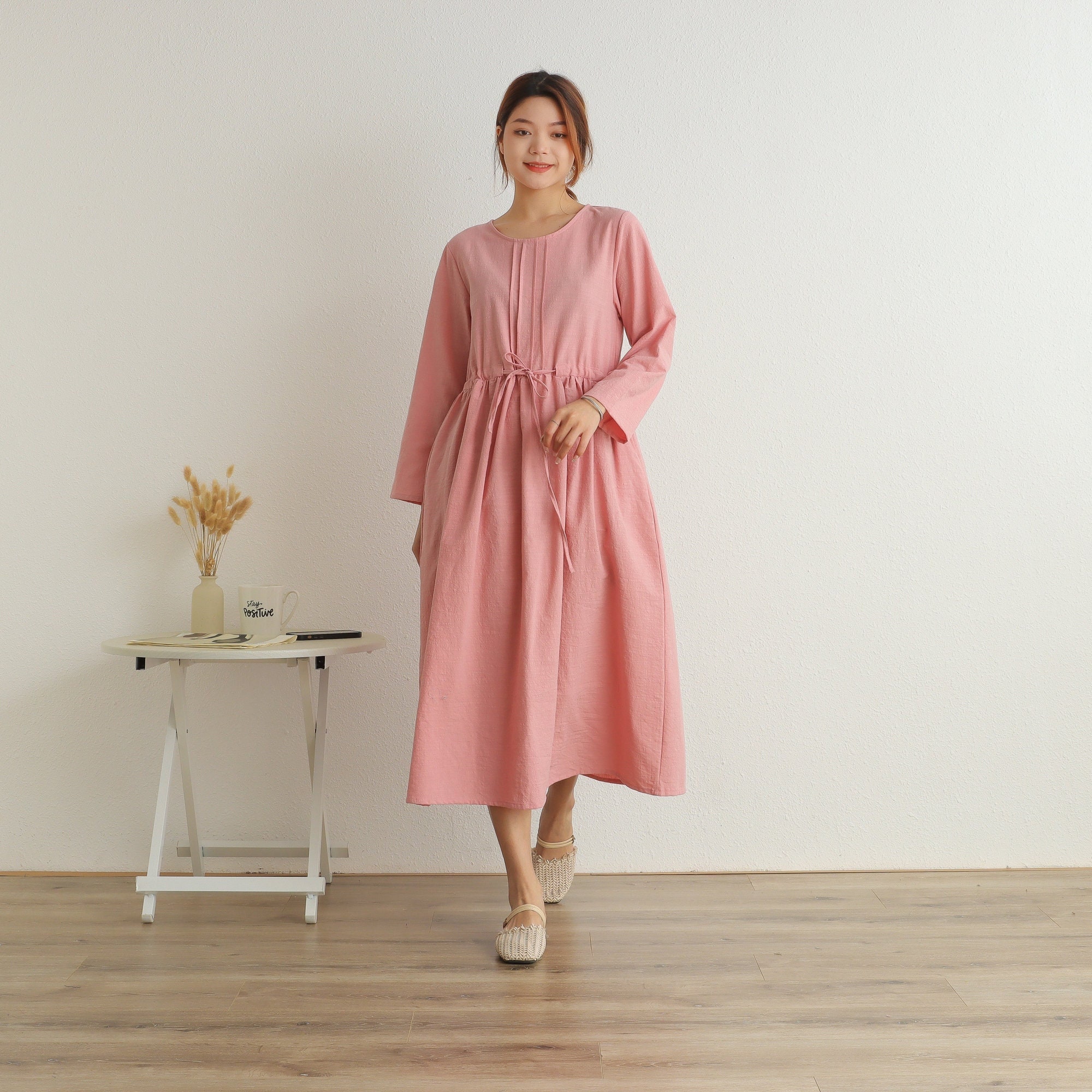 Winter/Autumn Warm Dress Heavier Dress Thicker Cotton Dress Long Sleeves Robes Outwear Dress HandMade Customized Plus Size 3XL 4XL 5XL 6XL